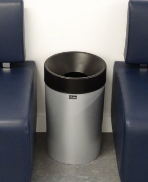  GARBAGE BIN WITH INOX TEXTURE AND OPEN LID