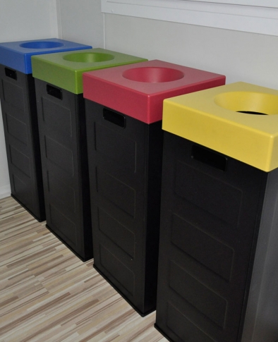 RECYCLE BIN BLACK 70LT WITH COLORED LID