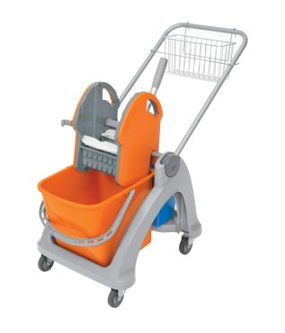 PROFESSIONAL CLEANING TROLLEY 1X25lt WITH WIRE BASKET