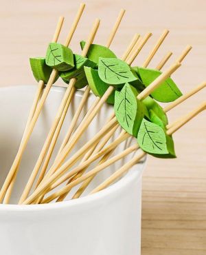 BAMBOO STICKS LEAVES DOLPHIN FOR COCΚTAIL - 100 PCS