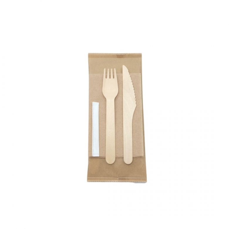 Wooden Cutlery Set (Knife+Fork+Toothpick+Kraft Paper Napkin)